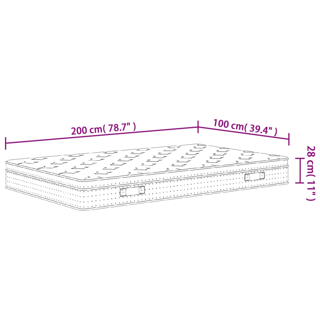 Pocketveringmatras Middelhard-Plus 100 x 200 cm