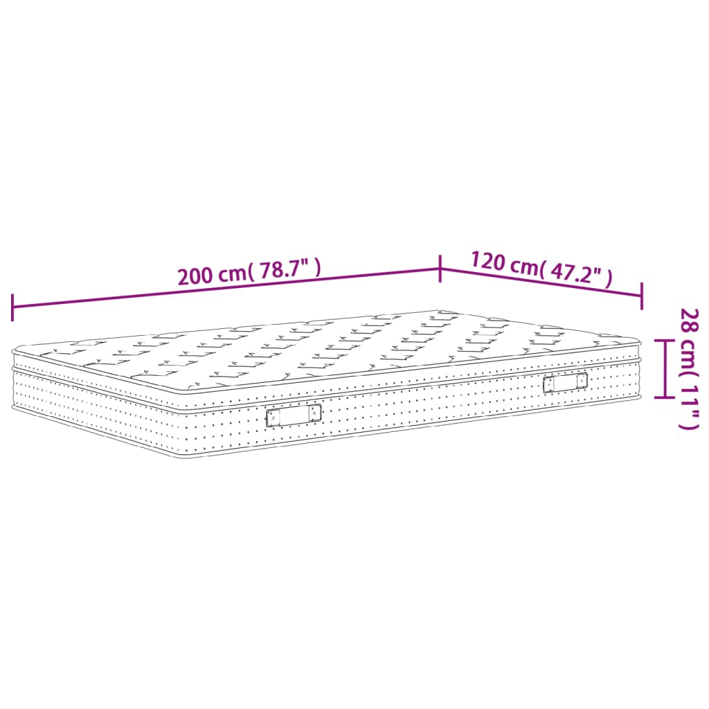 Pocketveringmatras Middelhard-Plus 120 x 200 cm