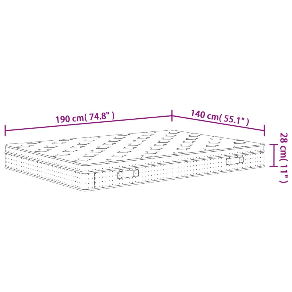 Pocketveringmatras Middelhard-Plus 140 x 190 cm