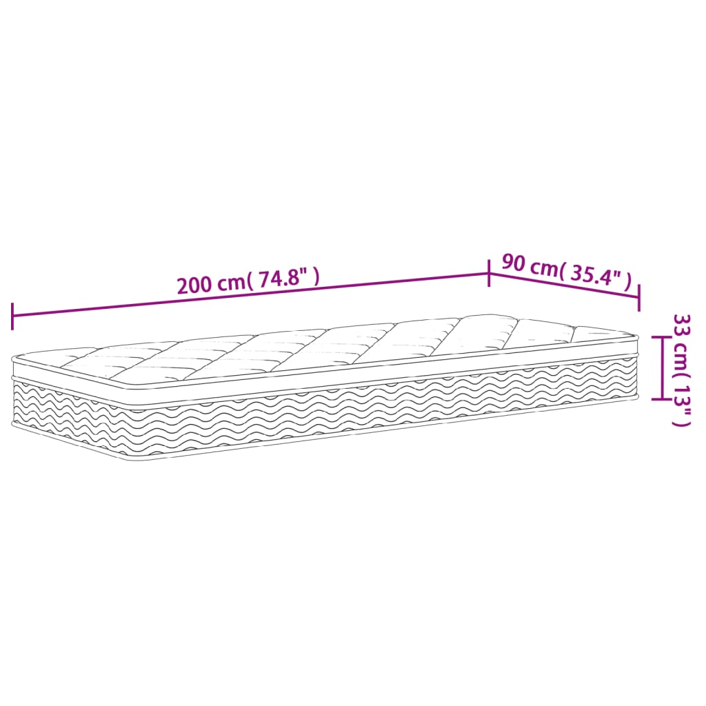 Pocketveringmatras Middelhard-Plus 90 x 200 cm