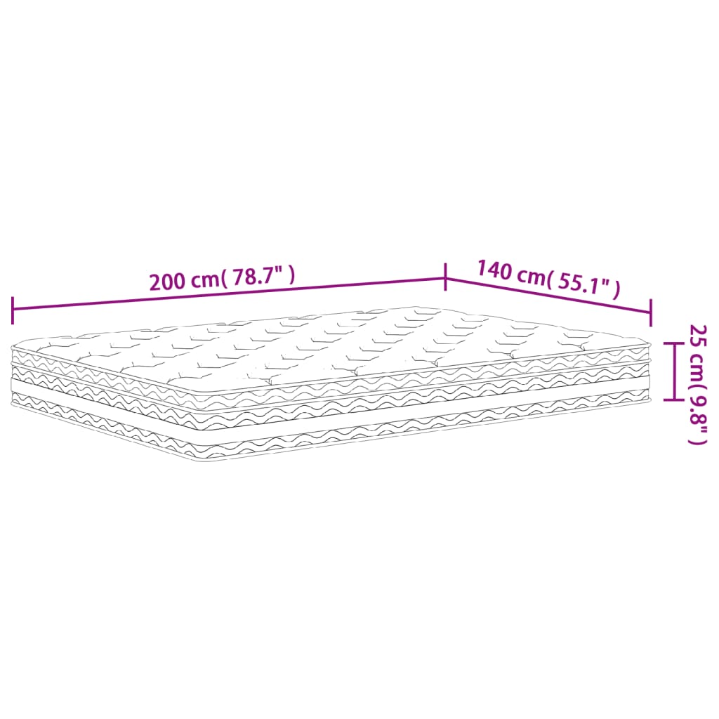 Pocketveringmatras Middelhard 140 x 200 cm