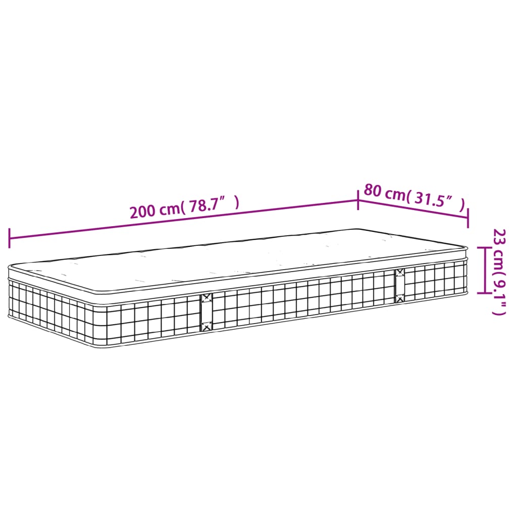 Binnenveringmatras Middelhard 80 x 200 cm