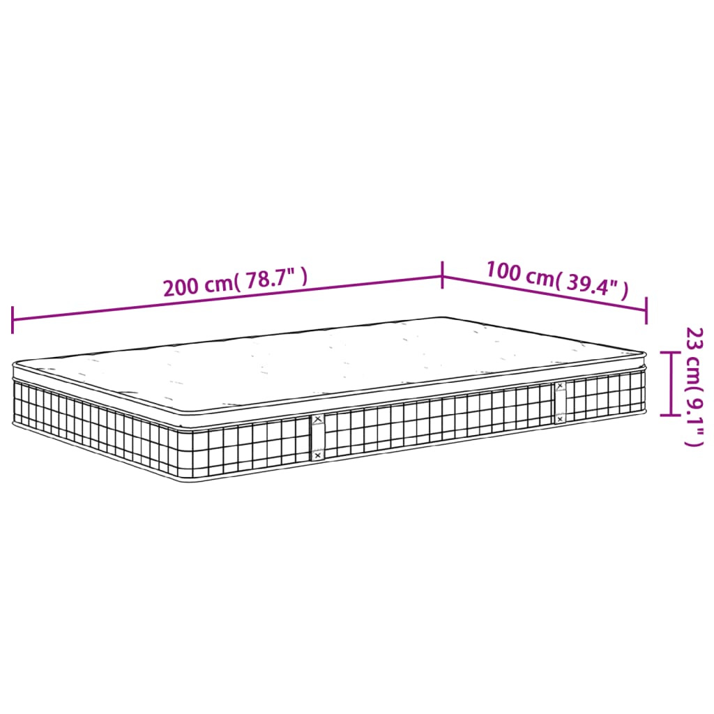 Binnenveringmatras Middelhard 100 x 200 cm