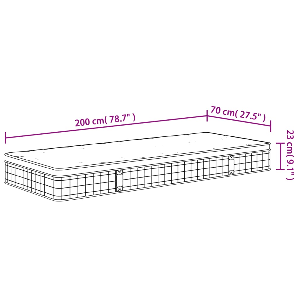 Binnenveringmatras Middelhard 70 x 200 cm