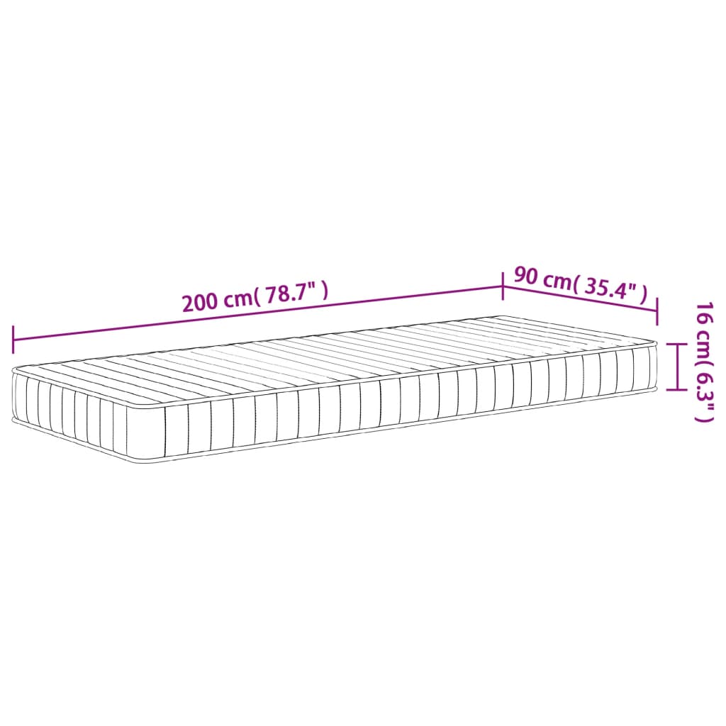 Schuimmatras Middelzacht 90 x 200 cm