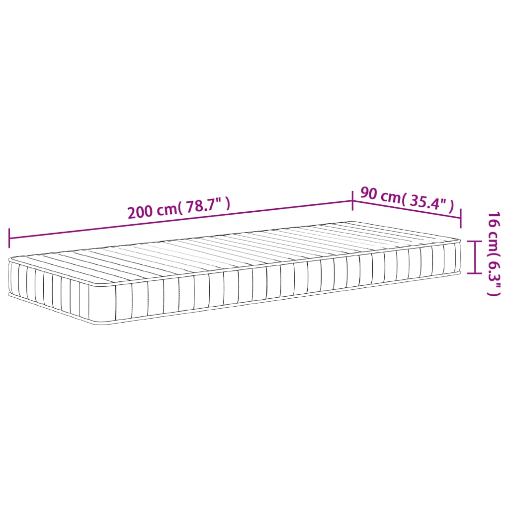 Schuimmatras middelzacht 90x200 cm