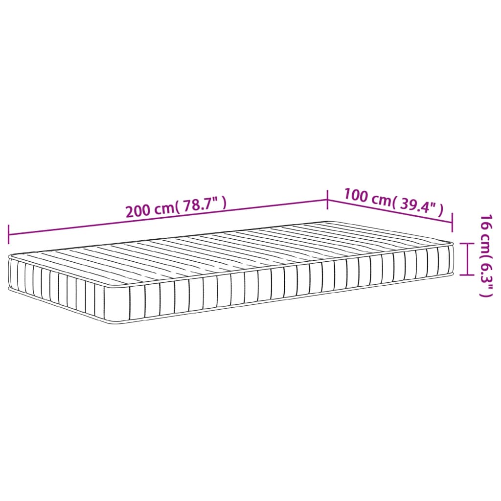 Schuimmatras Middelzacht 100 x 200 cm