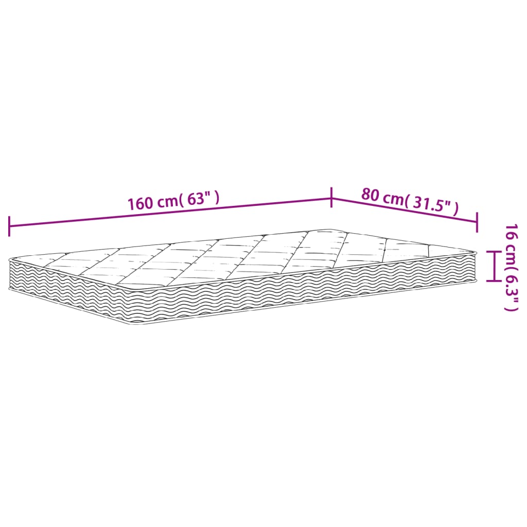 Schuimmatras voor kinderen middelzacht 80x160 cm