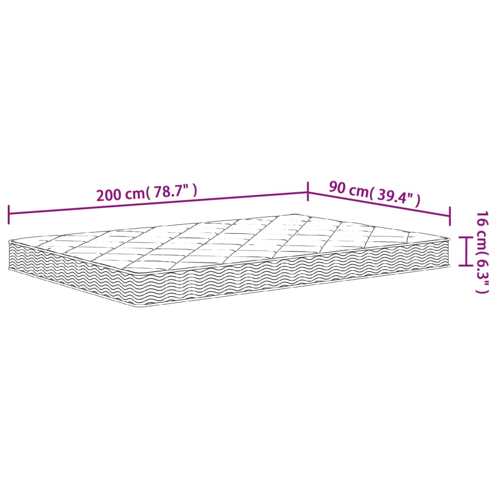 Schuimmatras Middelzacht 90 x 200 cm