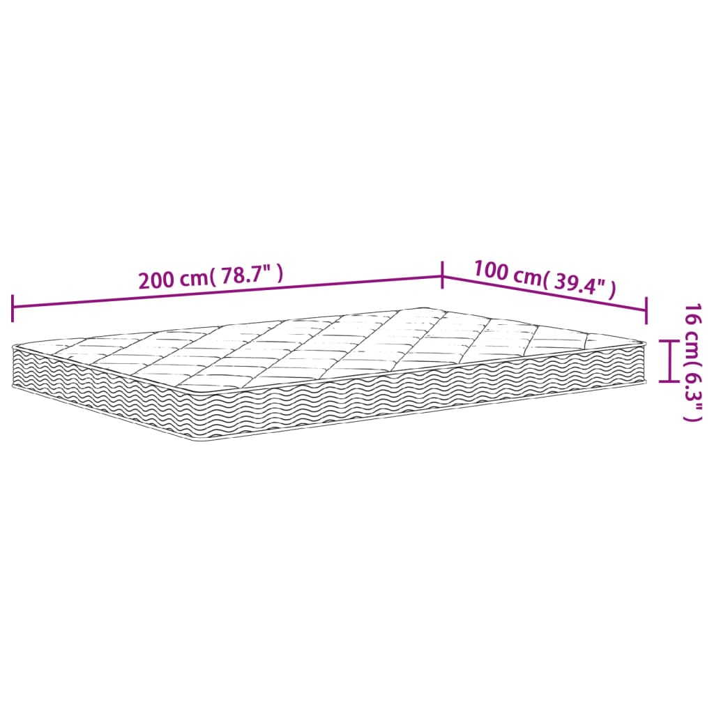 Schuimmatras Middelzacht 100 x 200 cm