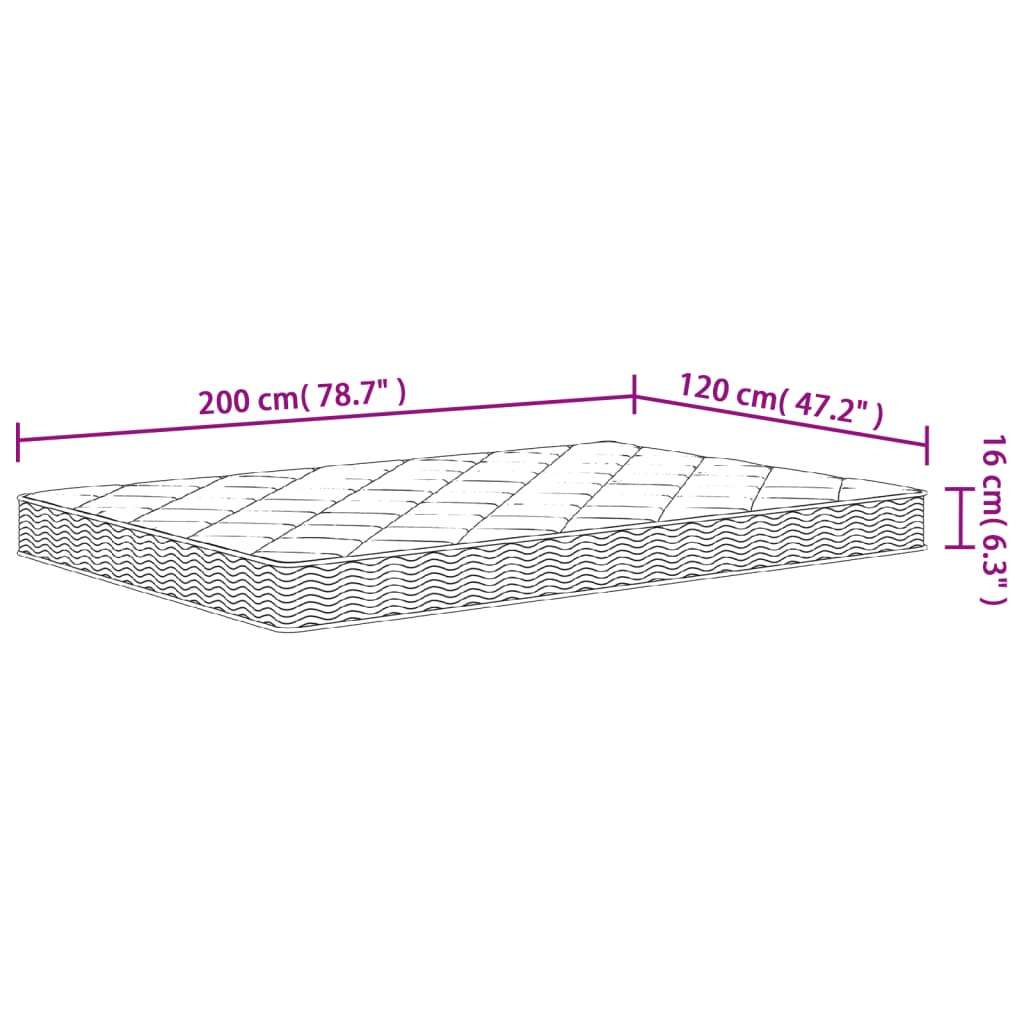 Schuimmatras Middelzacht 120 x 200 cm