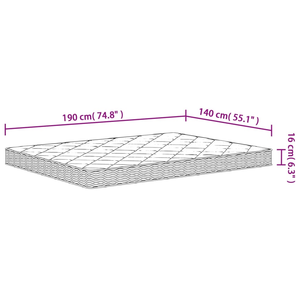 Schuimmatras Middelzacht 140 x 190 cm