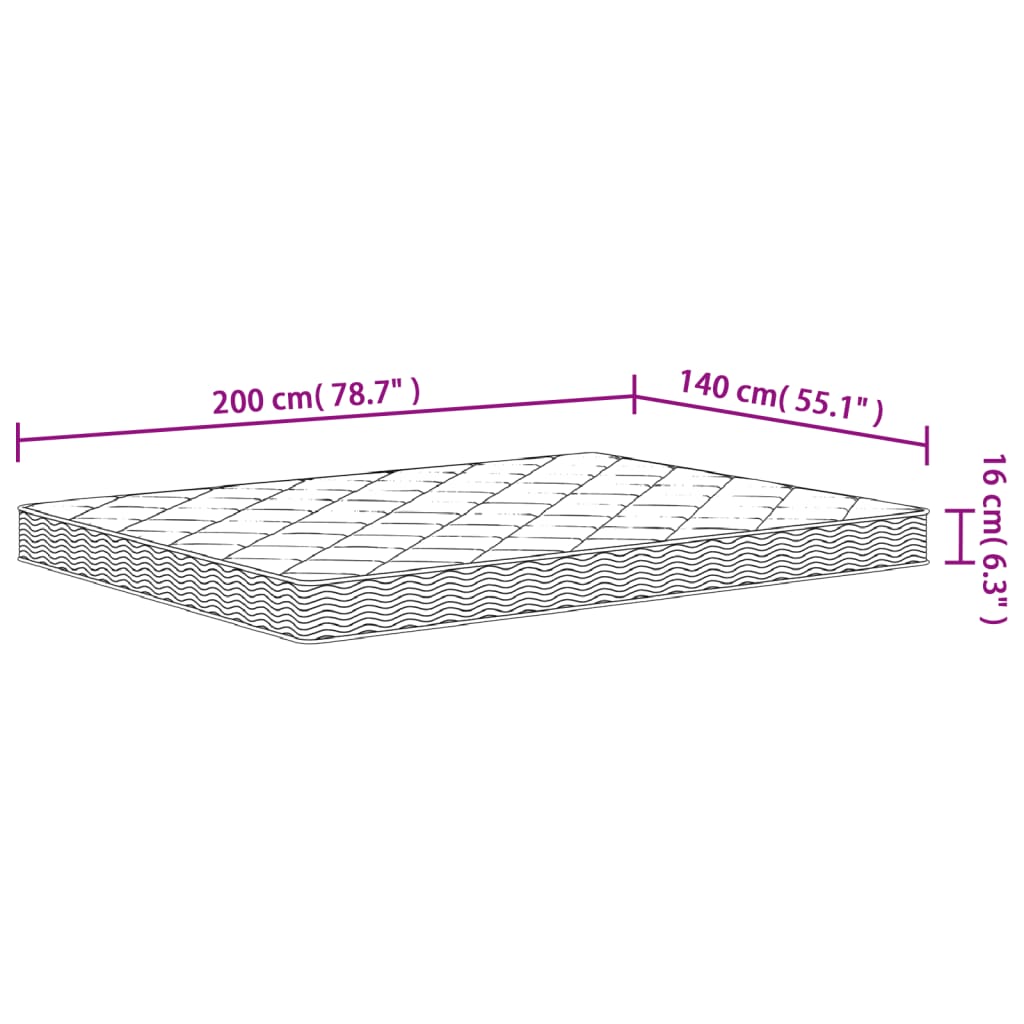 Schuimmatras Middelzacht 140 x 200 cm