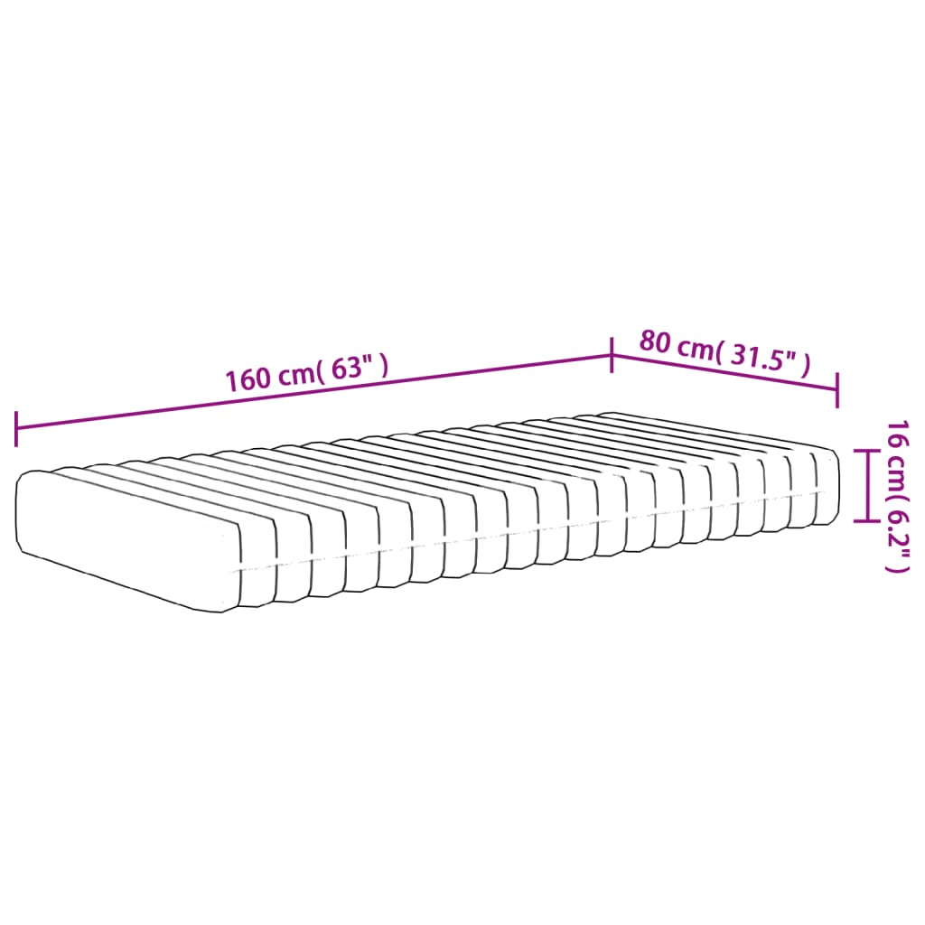 Schuimmatras voor kinderen middelzacht 80x160 cm