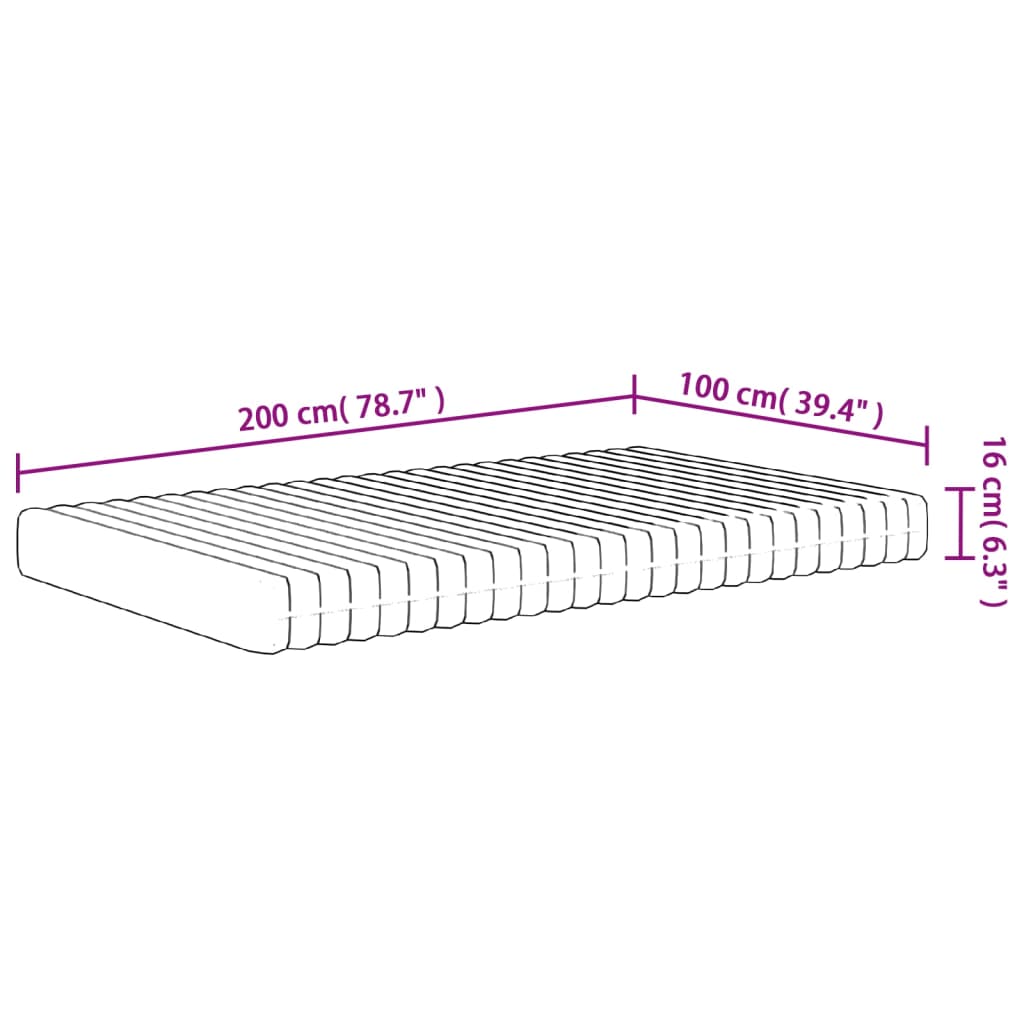 Schuimmatras Middelzacht 100 x 200 cm