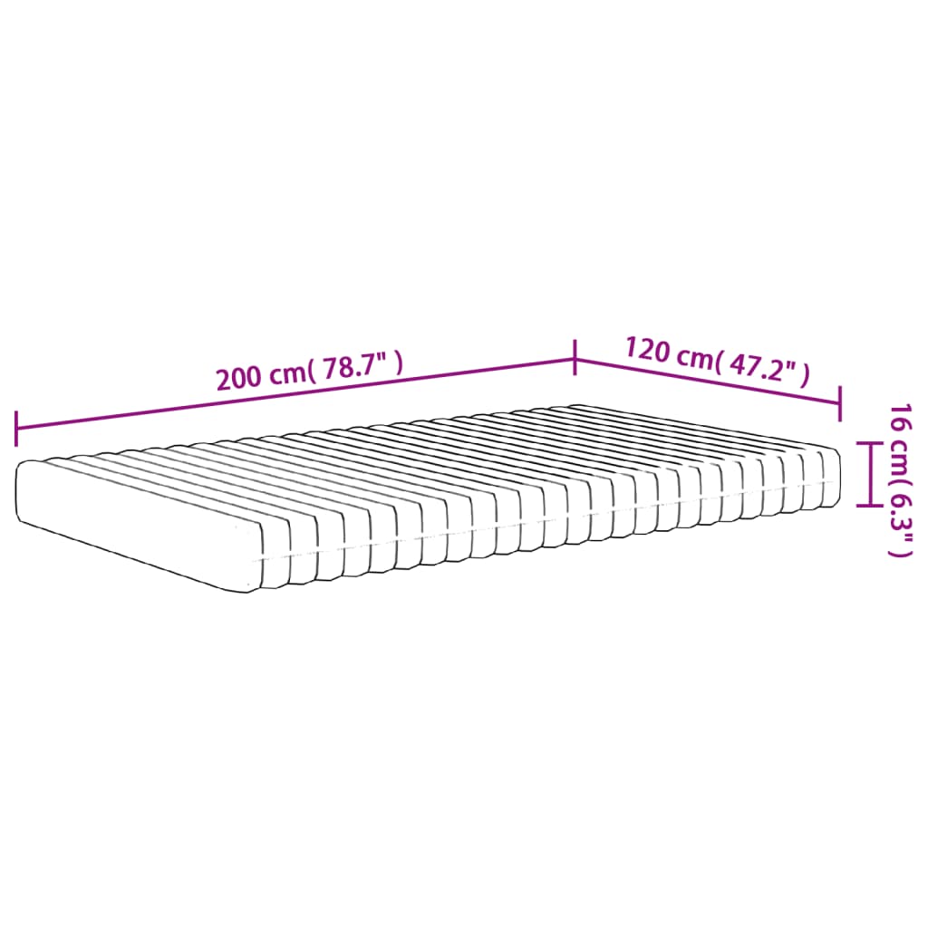 Schuimmatras Middelzacht 120 x 200 cm