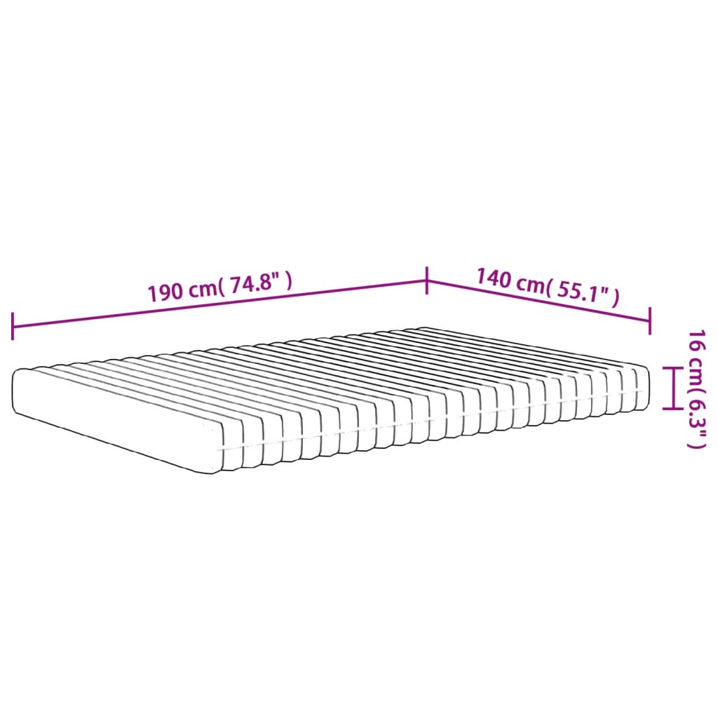 Schuimmatras Middelzacht 140 x 190 cm