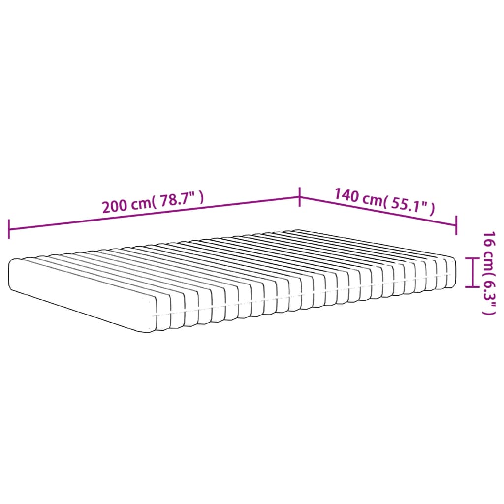 Schuimmatras Middelzacht 140 x 200 cm