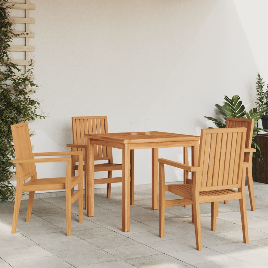Tuinstoelen Stapelbaar 56,5X57,5X91 Cm Massief Teakhout 4