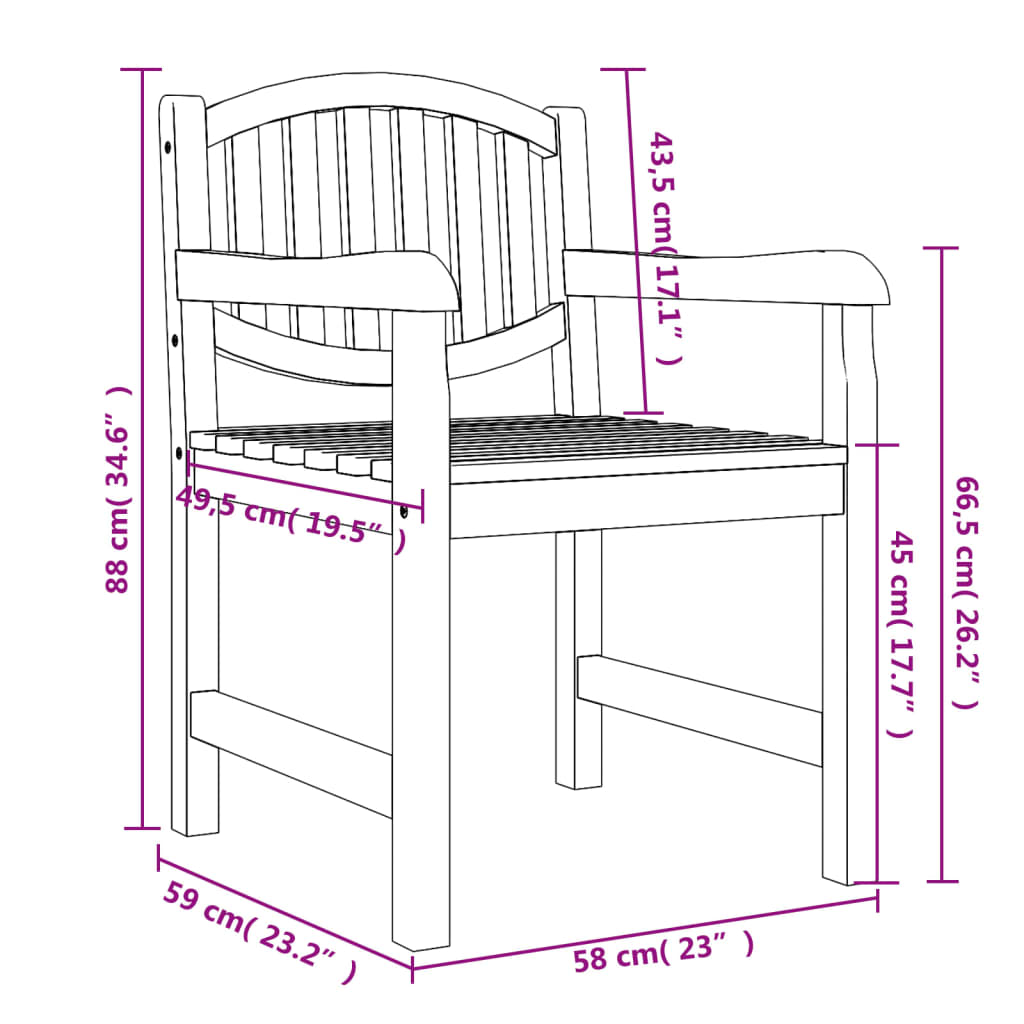 Tuinstoelen 4 St 58X59X88 Cm Massief Teakhout