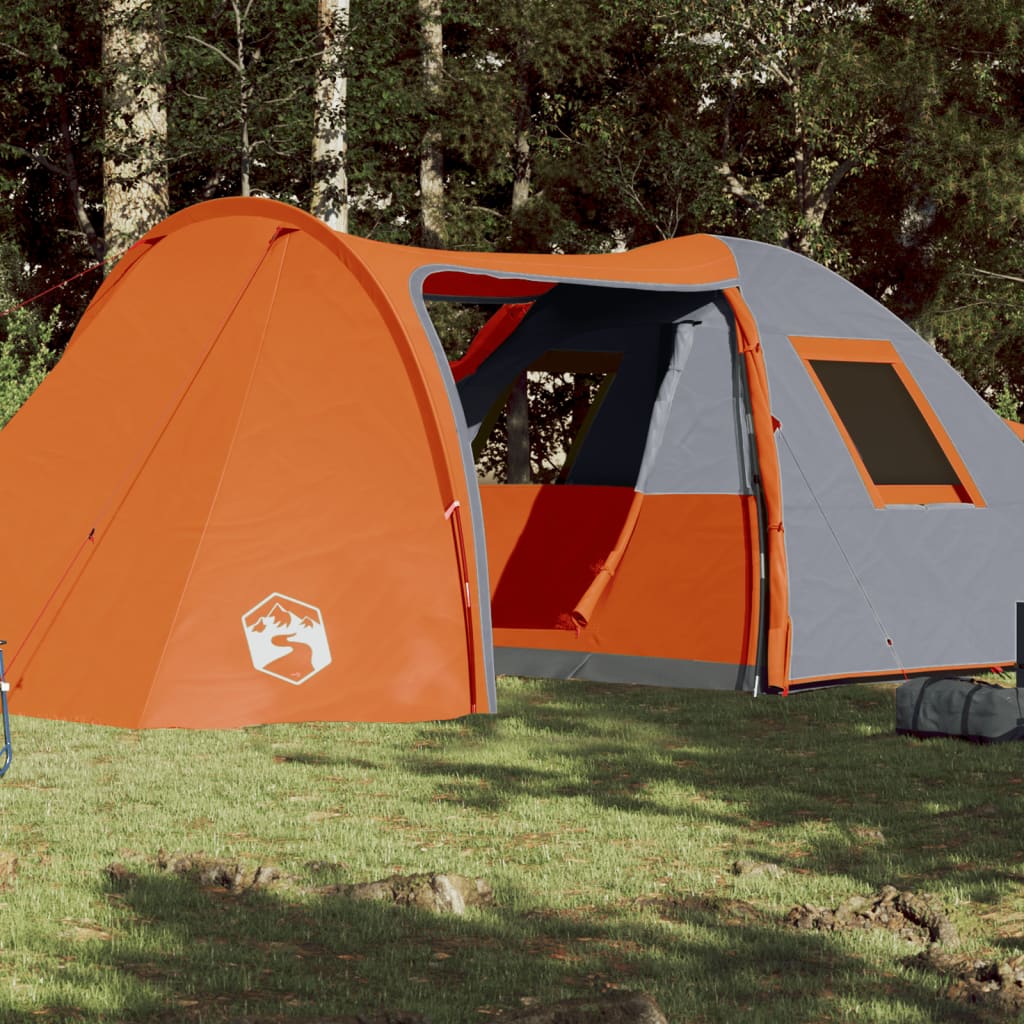 Tent 6-Persoons 85T Taft Grijs En Oranje 466 x 342 x 200 cm orange