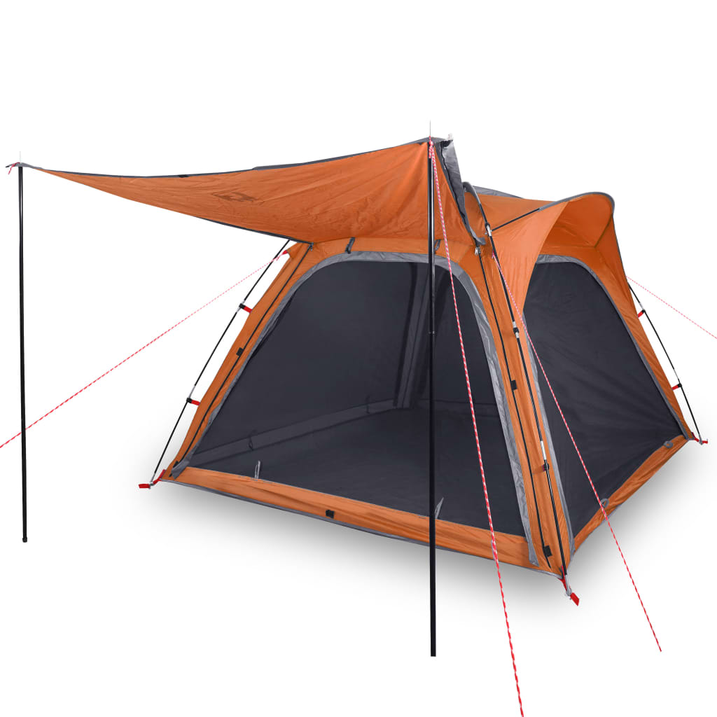 Tent 4-Persoons 240X221X160 Cm 185T Taft Grijs En Oranje