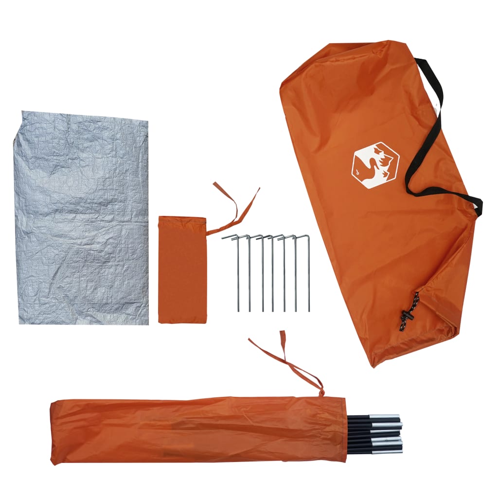 Tent 2-Persoons 200X20X88/62 Cm 85T Taft Grijs En Oranje orange