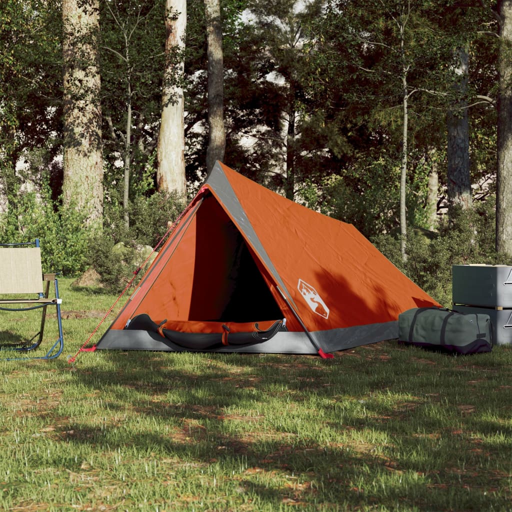 Tent 2-Persoons 200X20X88/62 Cm 85T Taft Grijs En Oranje orange