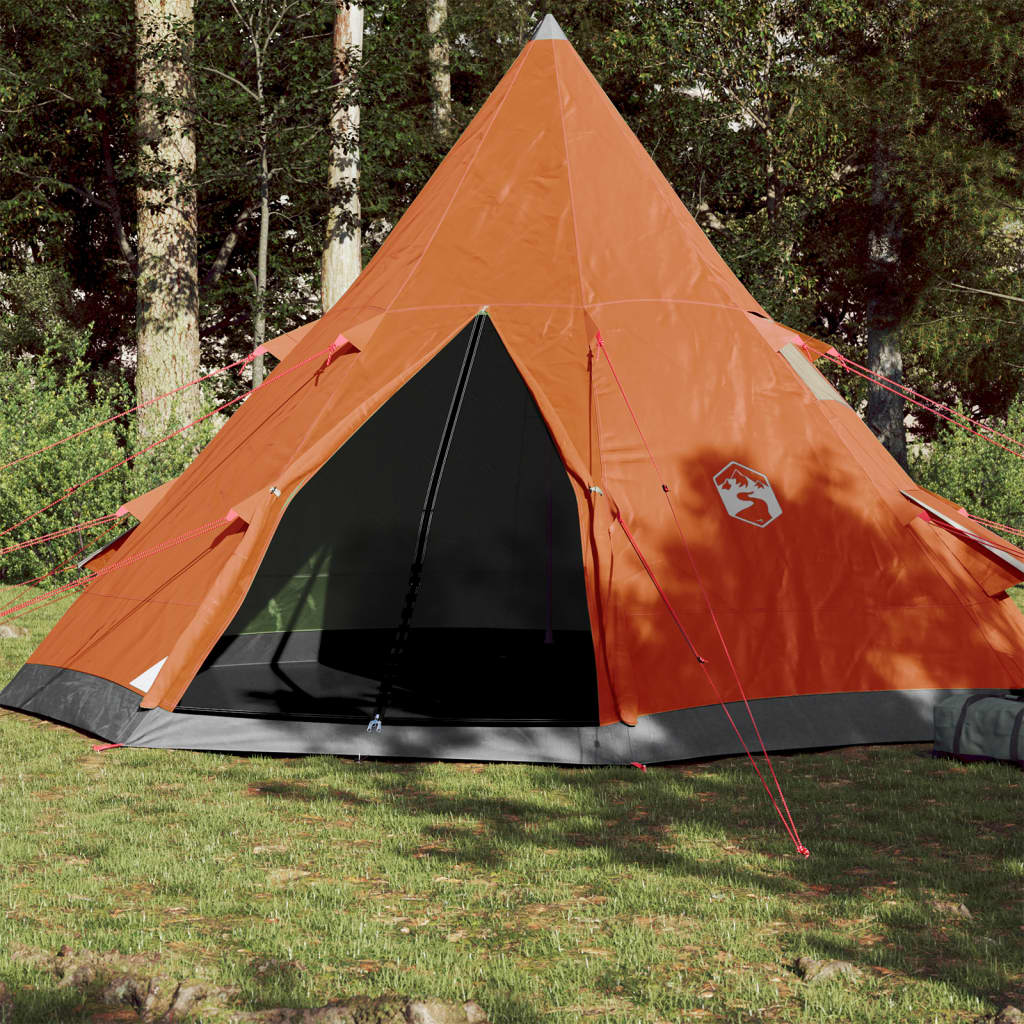 Tent 4-Persoons 85T Taft Grijs En Oranje 367 x 367 x 259 cm orange