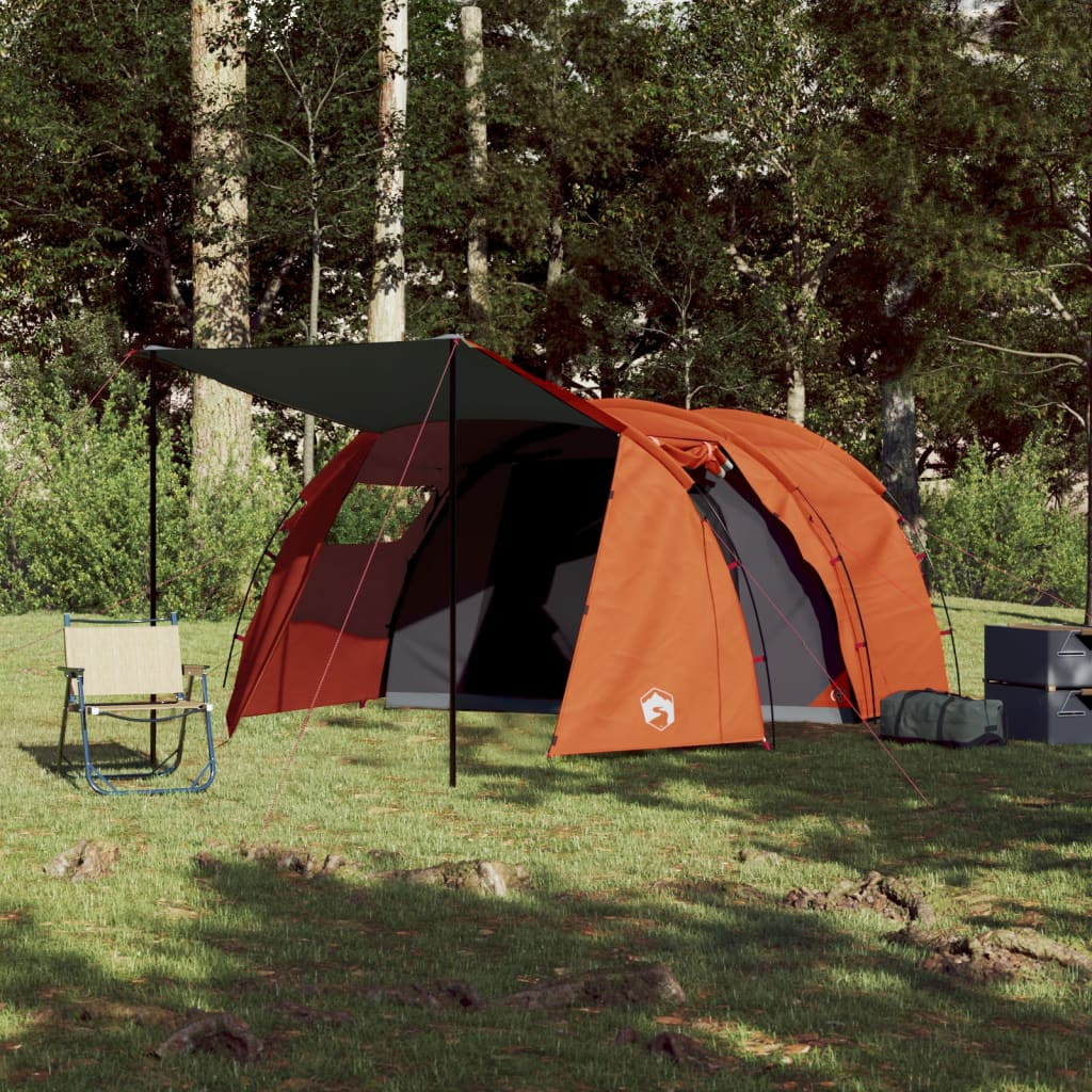 Tent 4-Persoons 420X260X153 Cm 185T Taft Grijs En Oranje