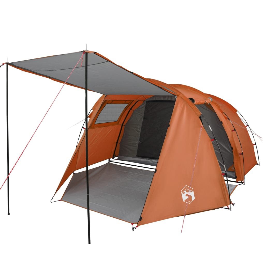 Tent 4-Persoons 420X260X153 Cm 185T Taft Grijs En Oranje