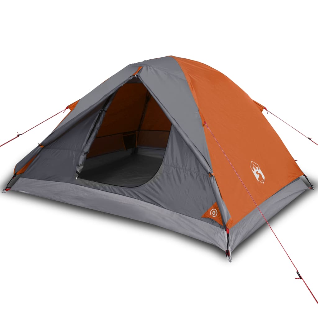 Tent 3-Persoons 240X217X120 Cm 190T Taft Grijs En Oranje