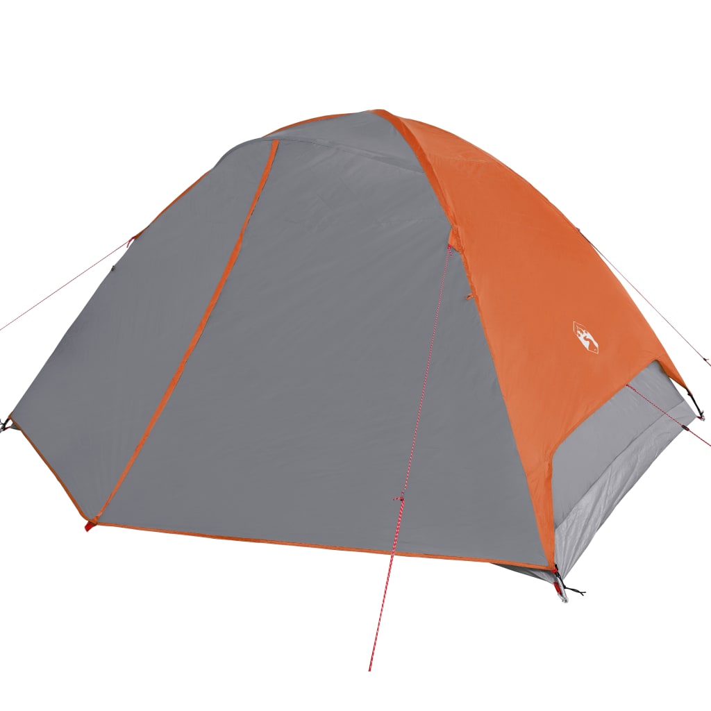 Tent 6-Persoons 348X340X190 Cm 190T Taft Grijs En Oranje