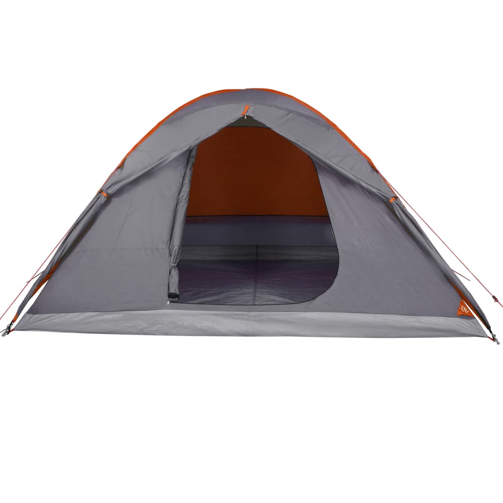 Tent 6-Persoons 348X340X190 Cm 190T Taft Grijs En Oranje