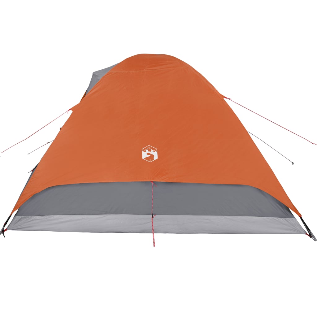 Tent 6-Persoons 348X340X190 Cm 190T Taft Grijs En Oranje