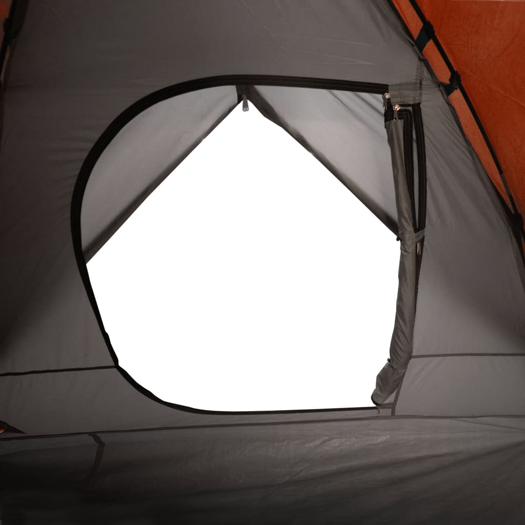 Tent 6-Persoons 348X340X190 Cm 190T Taft Grijs En Oranje