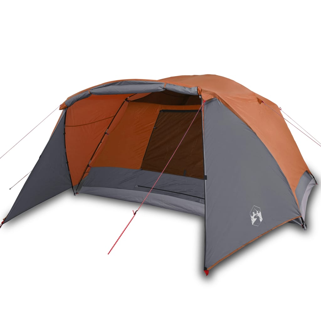 Tent 6-Persoons 412X370X190 Cm 190T Taft Grijs En Oranje