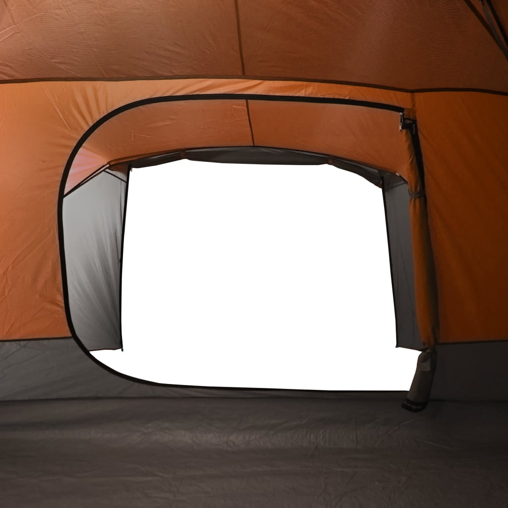 Tent 6-Persoons 412X370X190 Cm 190T Taft Grijs En Oranje