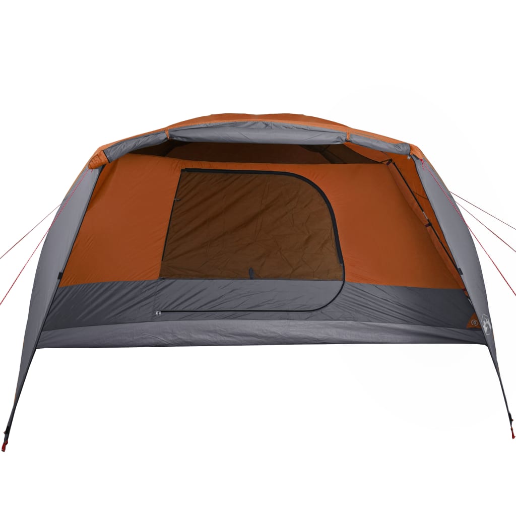 Tent 6-Persoons 412X370X190 Cm 190T Taft Grijs En Oranje