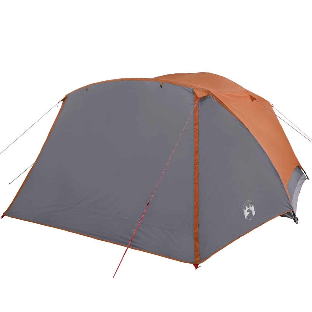 Tent 6-Persoons 412X370X190 Cm 190T Taft Grijs En Oranje