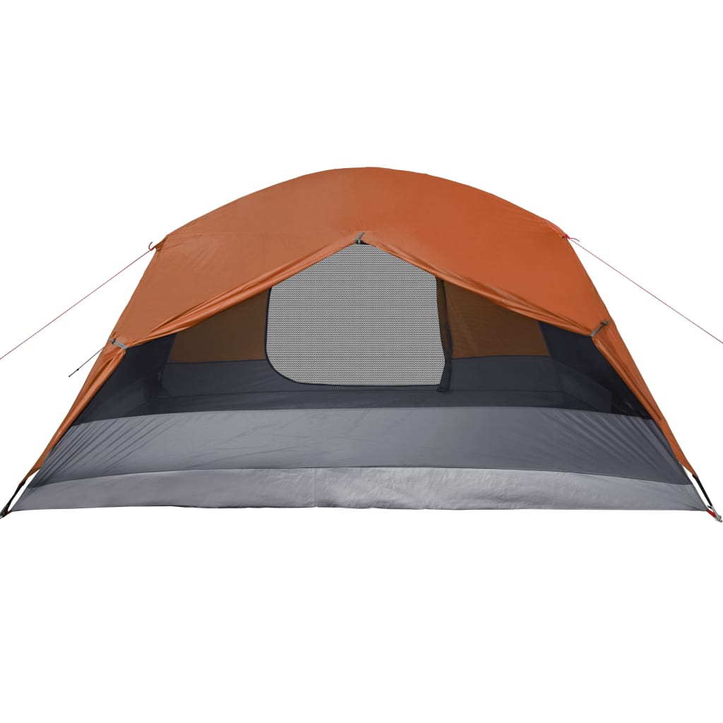 Tent 6-Persoons 412X370X190 Cm 190T Taft Grijs En Oranje