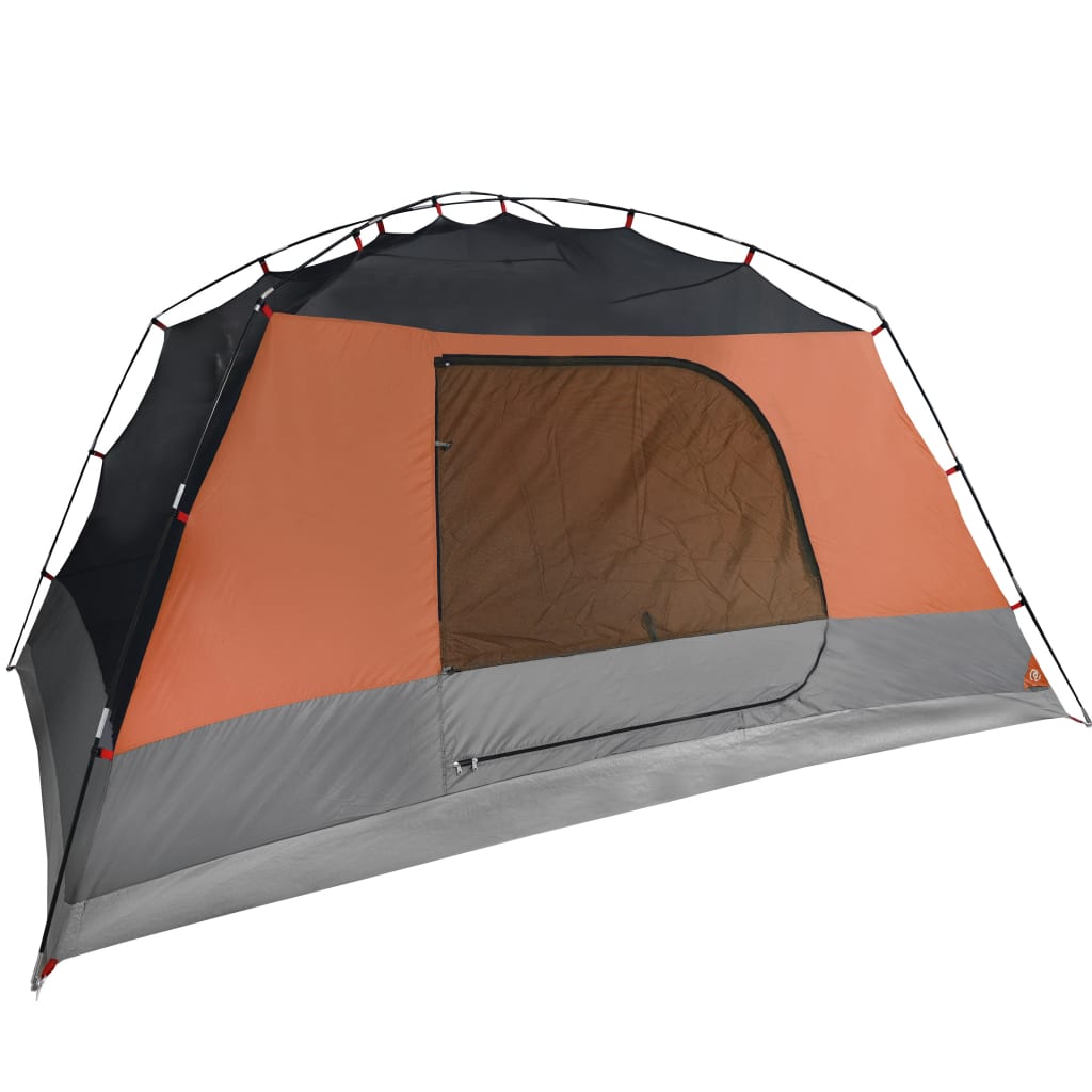 Tent 6-Persoons 412X370X190 Cm 190T Taft Grijs En Oranje