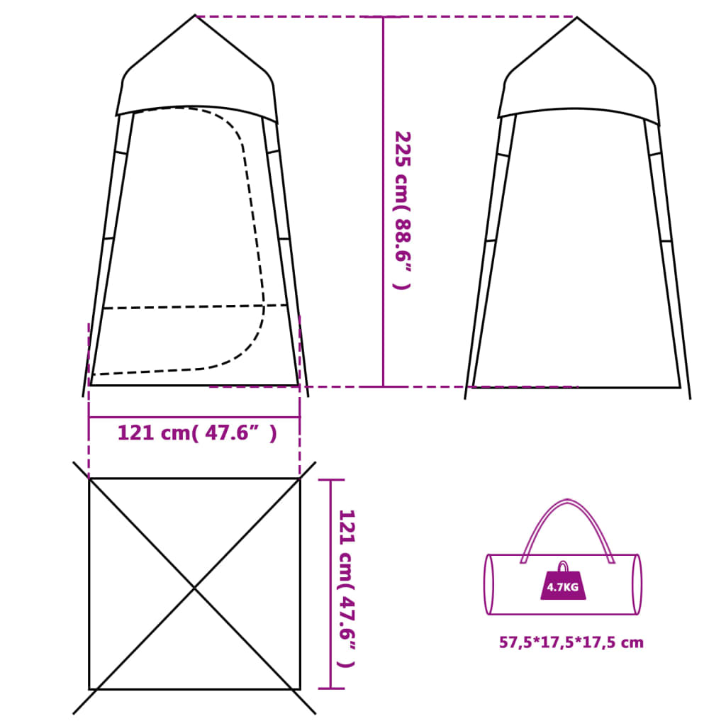 Privacytent 121X121X225 Cm 190T Taft Blauw