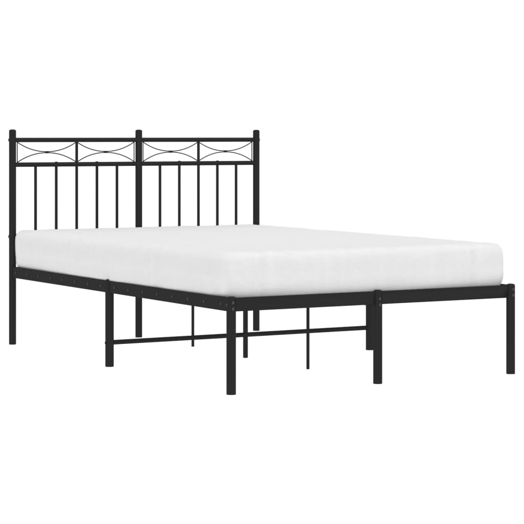 Bedframe Met Hoofdbord Metaal Zwart 120X200 Cm