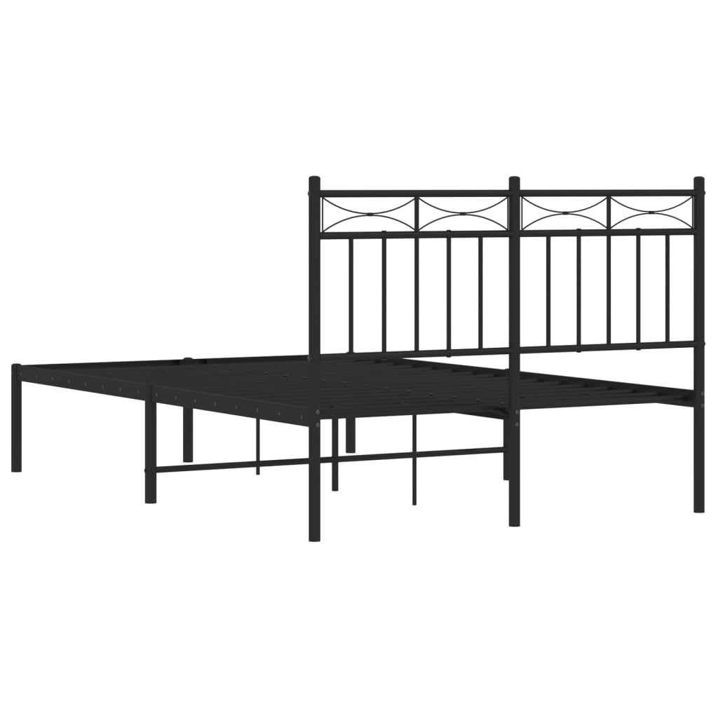 Bedframe Met Hoofdbord Metaal Zwart 120X200 Cm