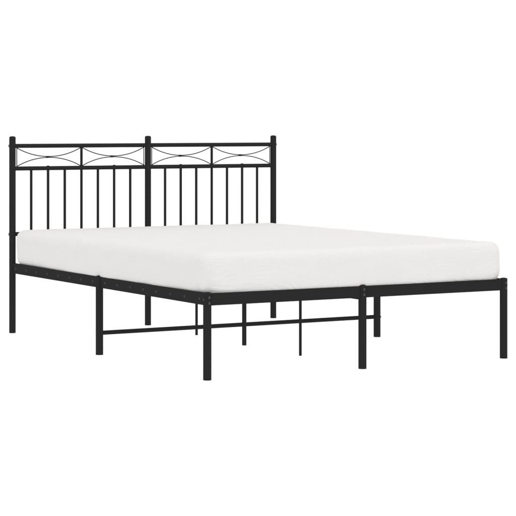 Bedframe Met Hoofdbord Metaal Zwart 140X200 Cm