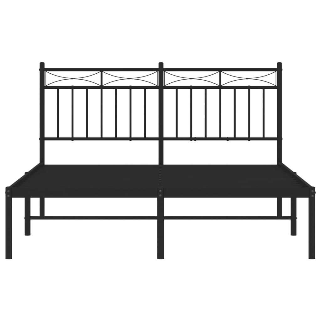 Bedframe Met Hoofdbord Metaal Zwart 140X200 Cm