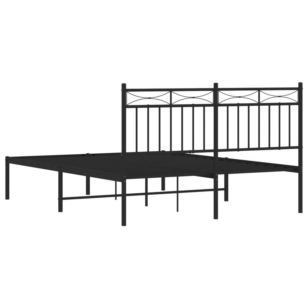 Bedframe Met Hoofdbord Metaal Zwart 140X200 Cm