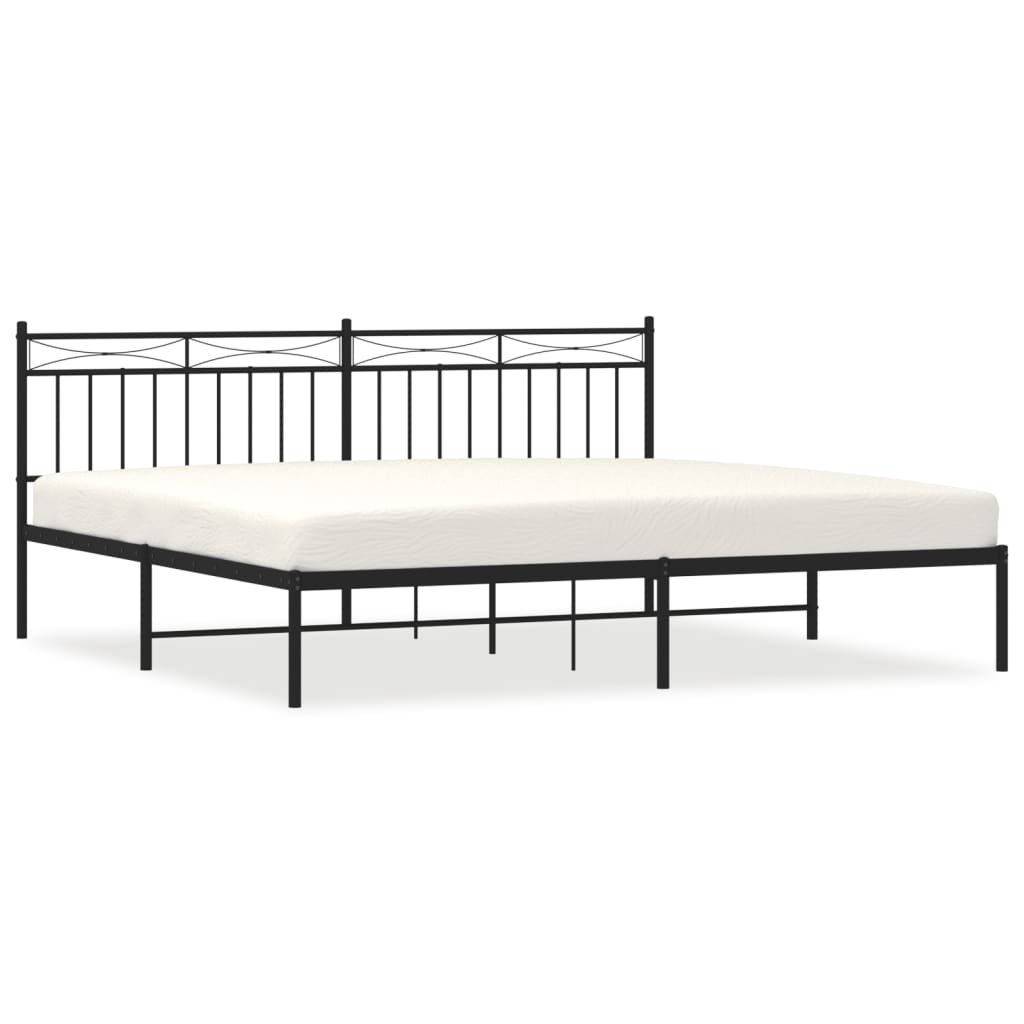 Bedframe Met Hoofdbord Metaal Zwart 193X203 Cm