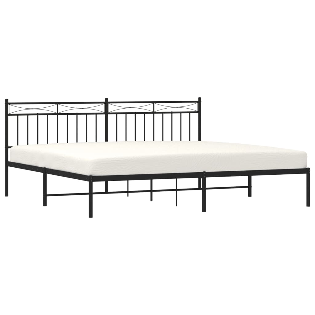 Bedframe Met Hoofdbord Metaal Zwart 193X203 Cm